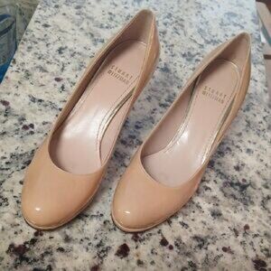 Stuart Weitzman Pale Pink Leather Heels with Patent Finish 6 Narrow